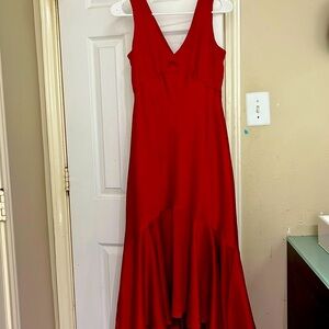Red satin dress (M)